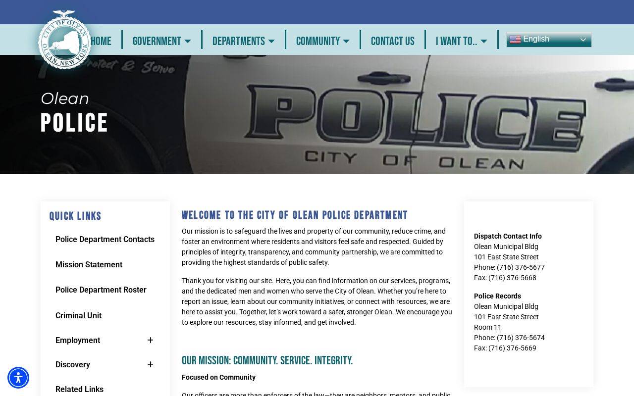 Olean Police Department, Cattaraugus County incident-record contact page
